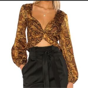 Superdown Revolve animal print crop top long sleeve size small